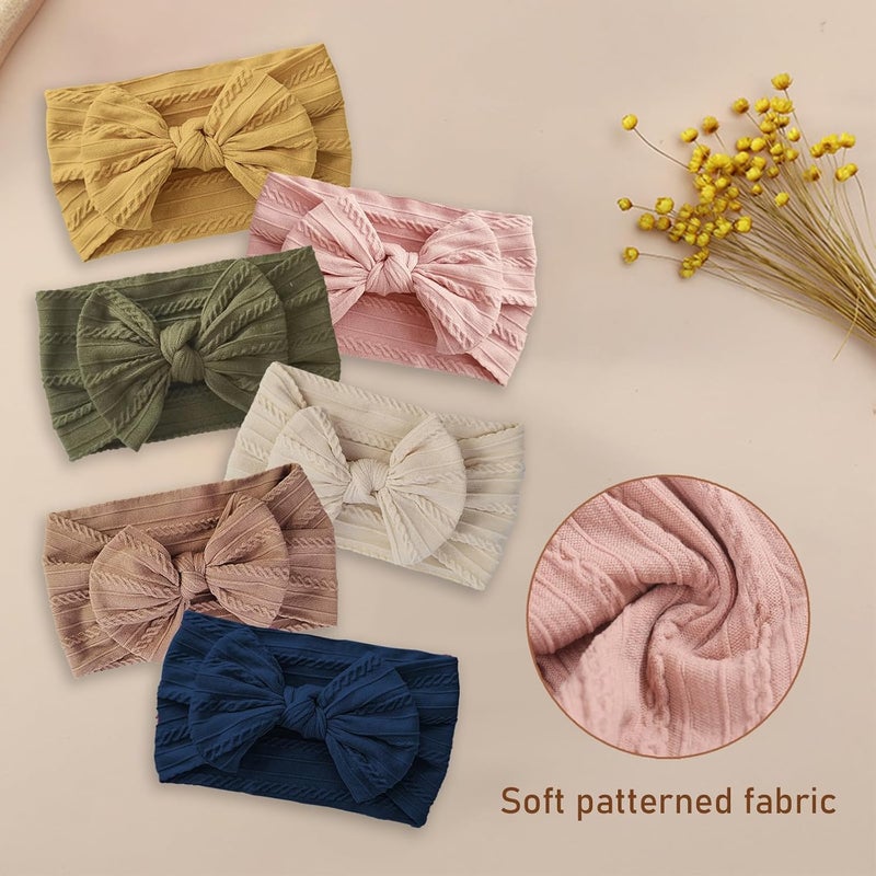 Fecawd 6PCS Baby Headbands, Girls Headbands with Bows, Soft Stretchy Nylon Hair Bands Hair Accessories for Newborn Infant Toddler - Image 5